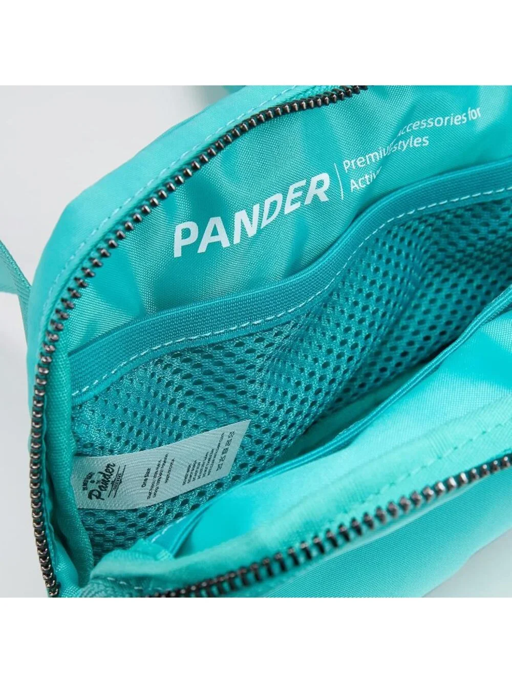Men's Cyan Blue Crossbody Belt Bag Wide Zipper Adjustable Strap 3-Pockets